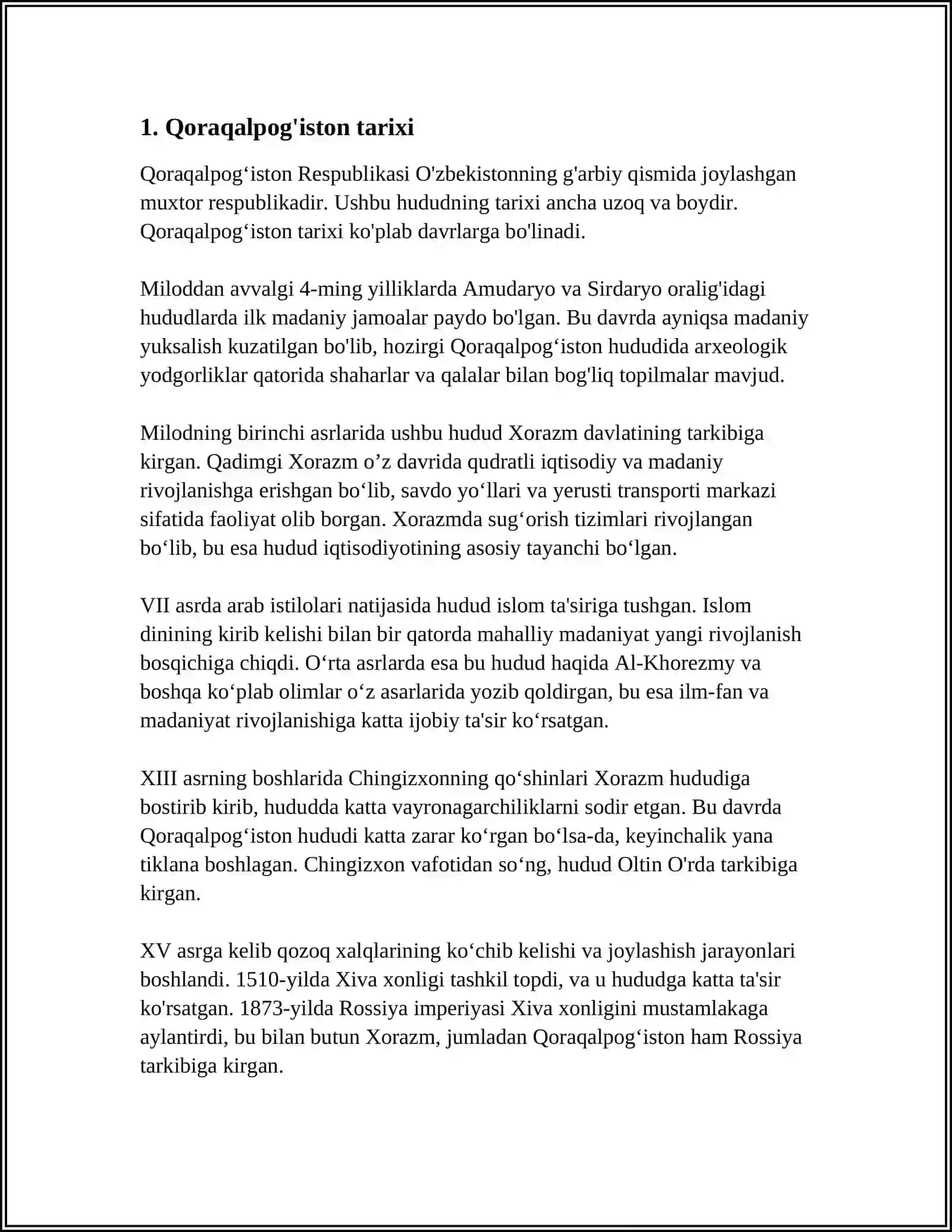 REFERAT Mavzu: QORAQALPOQISTON RESPUBLIKASI 3
