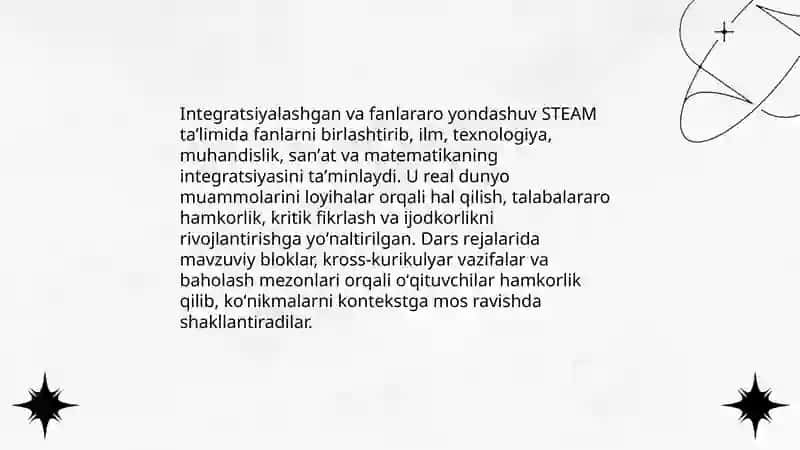 STEAM taʼlimining oʻziga xos tamoyillari 3
