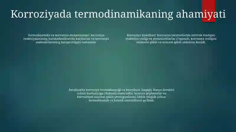 Korroziya Jarayonlarining Termodinamigi Va Kinetikasini Òrganish 3