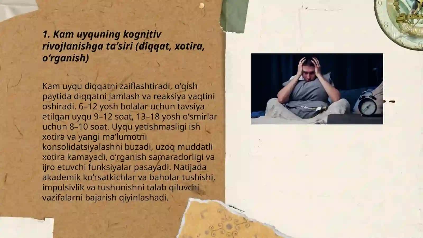 Bolalar va oʻsmirlarda kam uyqu va salbiy taʼsirlari 3