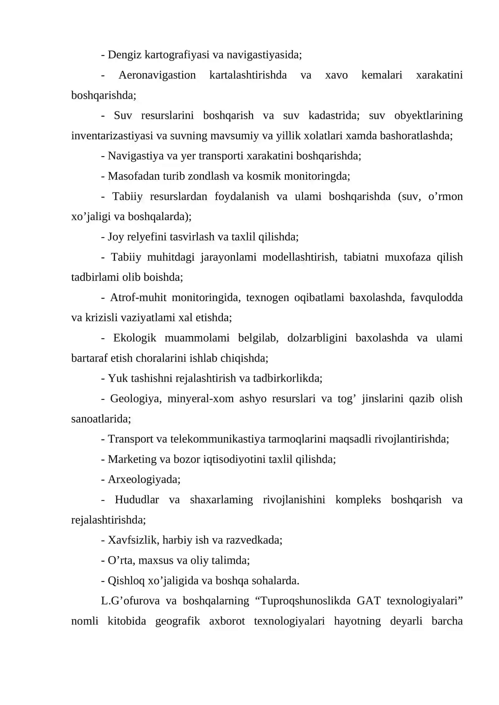 Geoaxborot tizimining qoʻllanilish sohalari 3