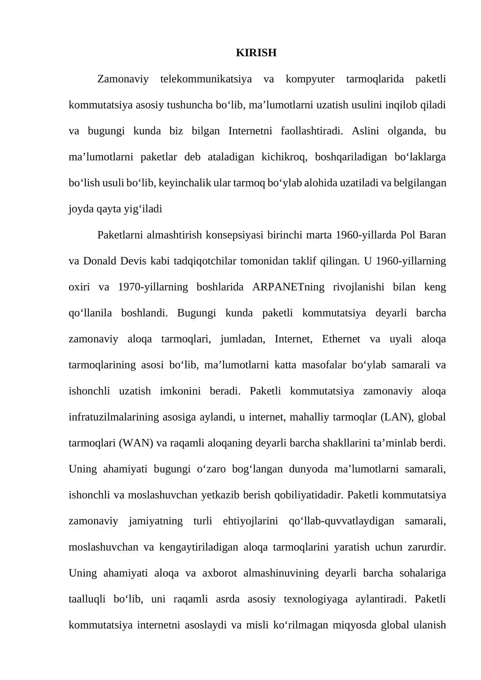 Tarmoq pog‘onasi funksiyalari, IPv4 va IPv6 manzillash tizimlari 3