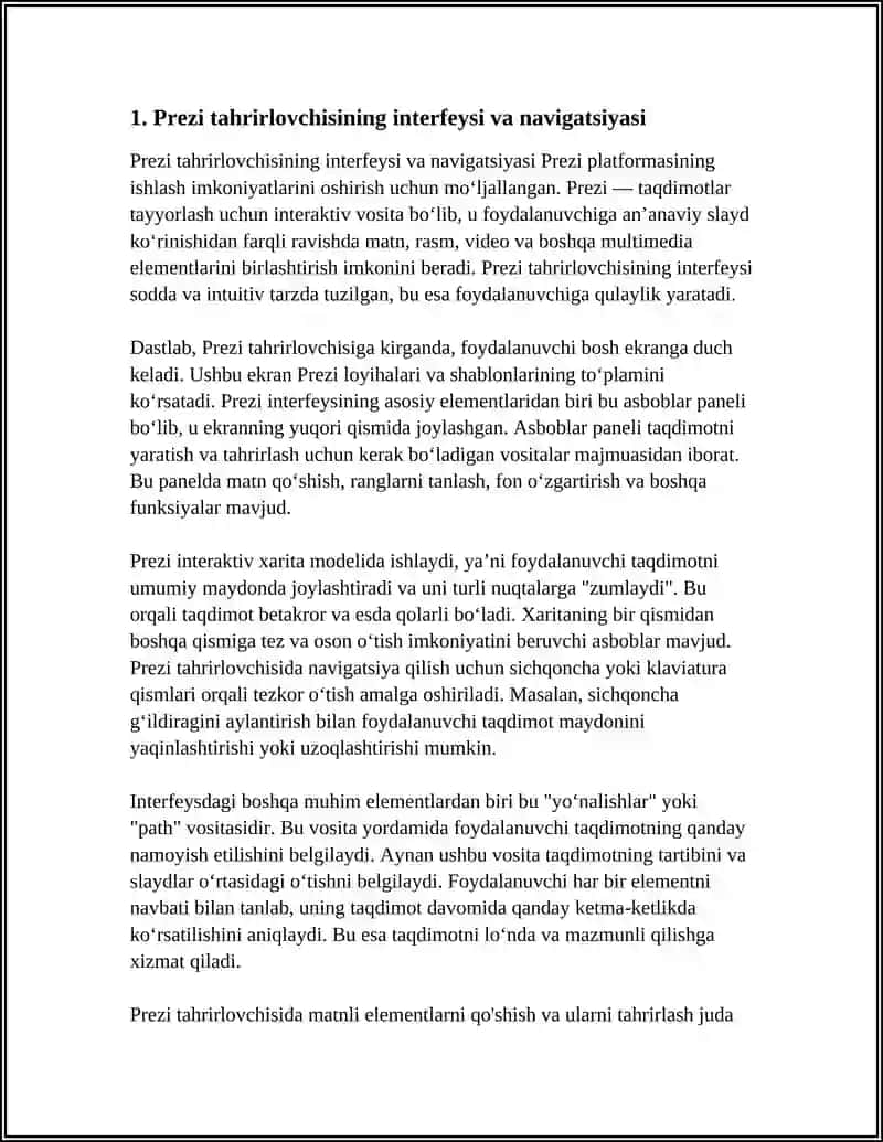 TAQDIMOTLAR BILAN ISHLASH. PREZI REDAKTORINING TAHLILI 3