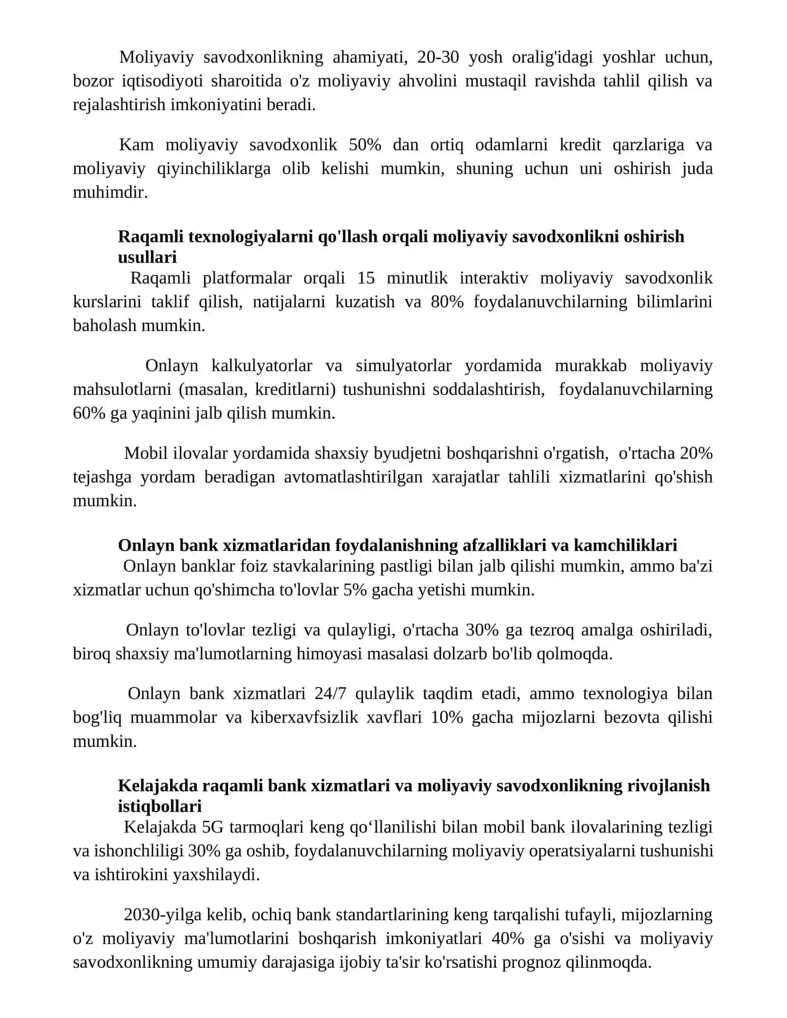 Davlatning raqamli bank xizmatlarini rivojlantirish va moliyaviy savodxonlikni oshirishdagi roli 3