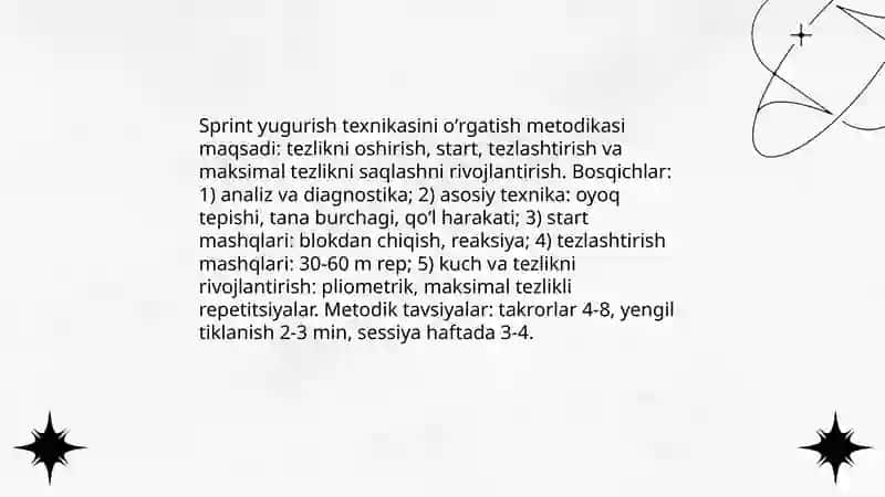 Yengil atletika turlari texnikasini oʻrgatish 3
