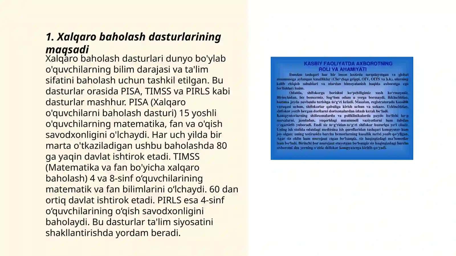 Xalqaro baholash dasturlarining maqsadi 3