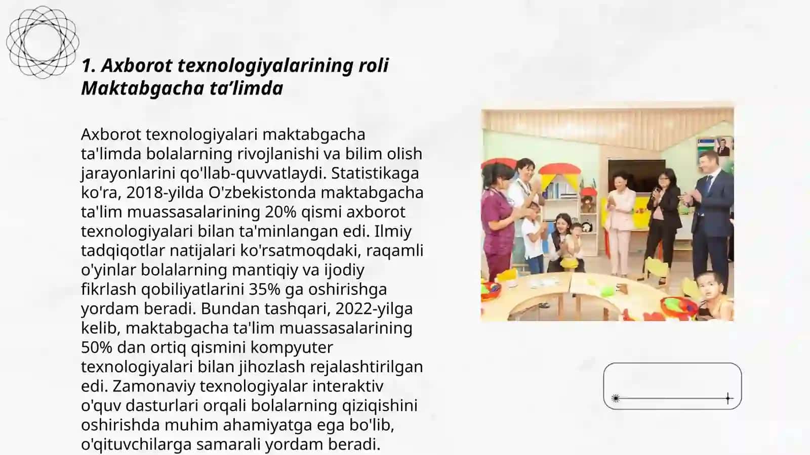 Maktabgacha ta’lim tashkilotida axborot texnologiyalaridan foydalanish va joriy etish 3