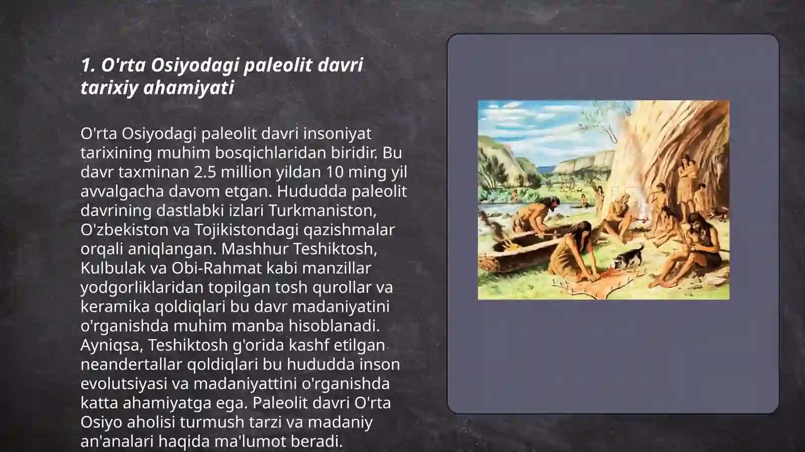 O'rta Osiyodagi o'rta paleolit davri ibtidoiy manzilgohlari haritasini tuzish 3