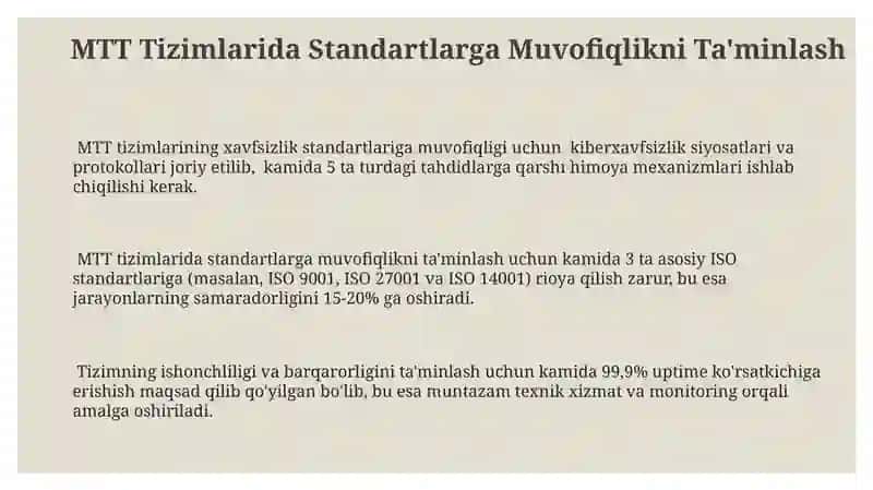 MTT tizimidagi standartlar 3