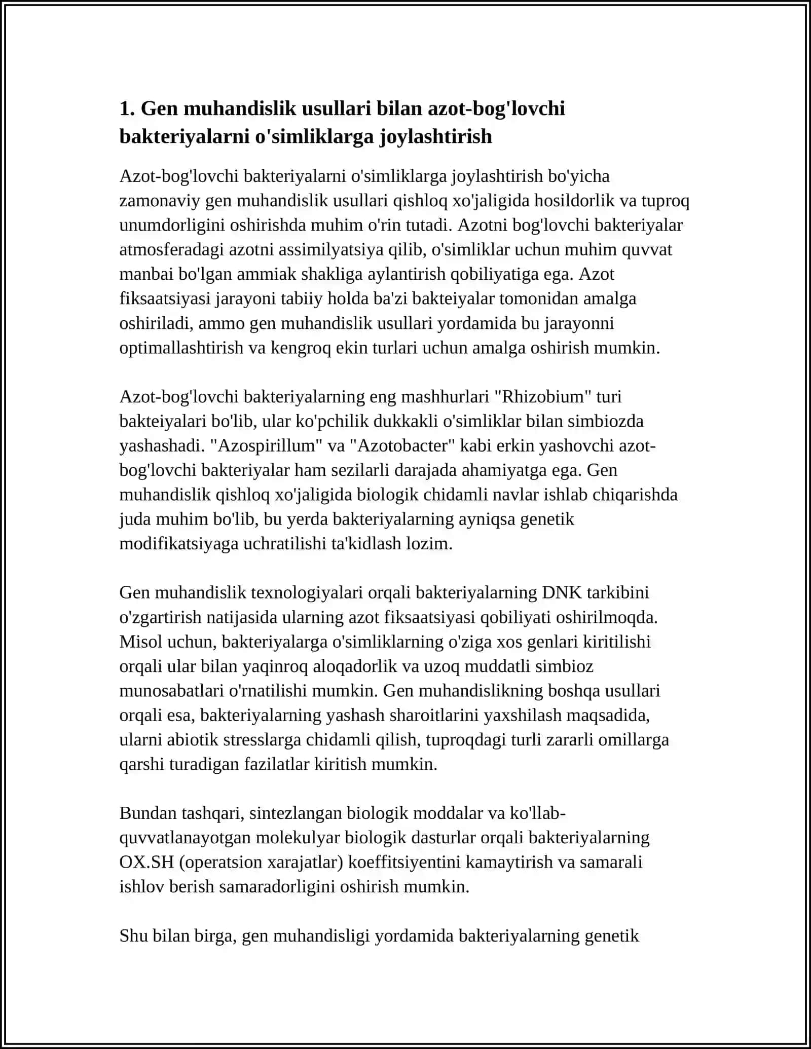 AZOT-BOG'LOVCHI O'SIMLIKLARNI GEN MUHANDISLIGI 3