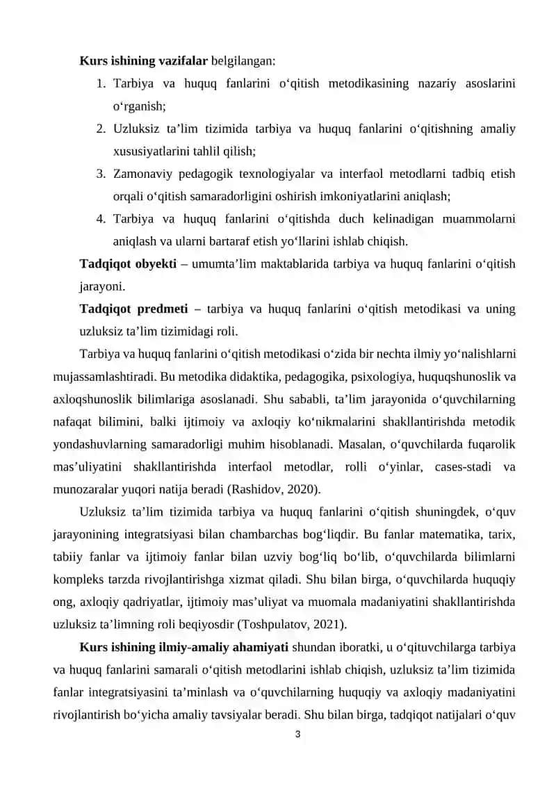 Tarbiya va Huquq Fanlarini O'qitish Metodikasi 3