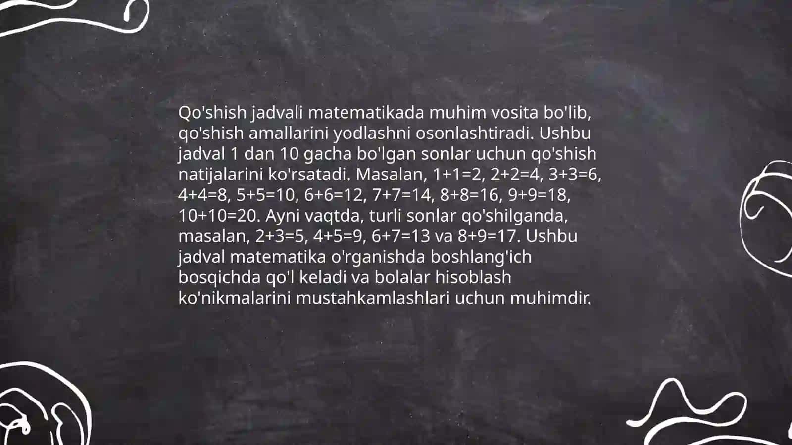 Qo'shish va ko'paytirish jadvallari 3