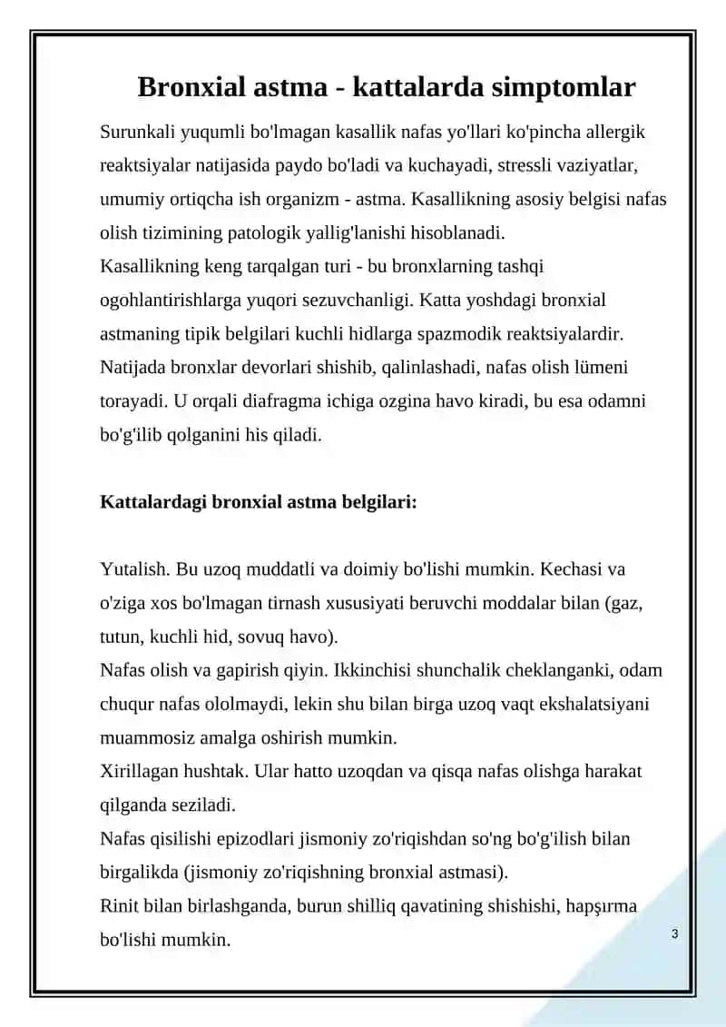 Bronxial astma xurujida yordam ko’rsatish 3