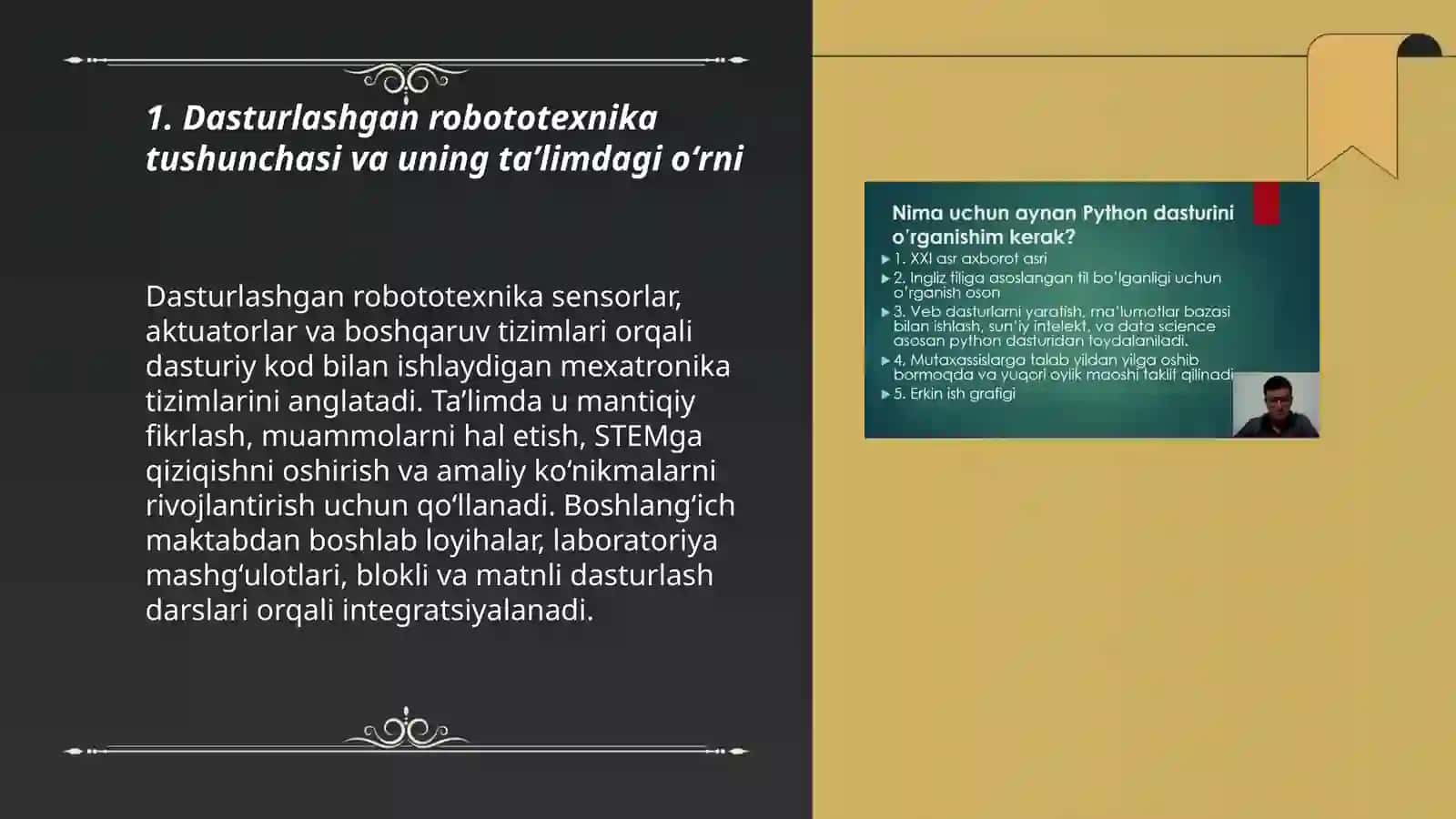 Dasturlashgan robototexnikadagi oʻrni va boshlangʻich darajadagi dasturlash tillari 3