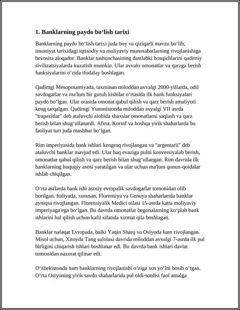 BANKNING PAYDO BO‘LISHI, ZARURLIGI VA FUNKSIYALARI. BANK TURLARI 3