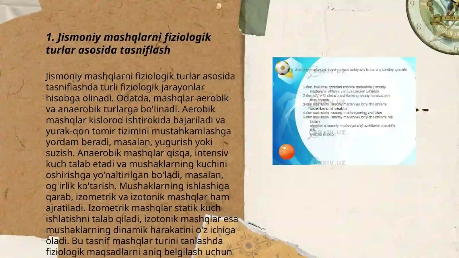 Jismoniy mashqlarning fiziologik turlash va tavsiflash 3