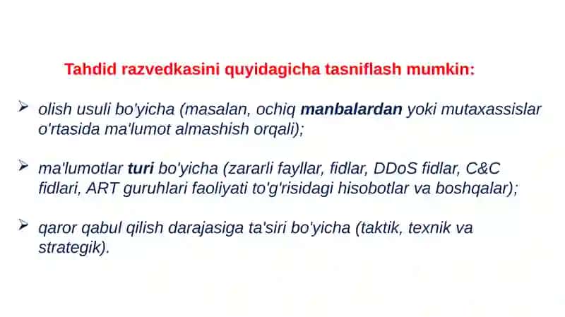 TAHDID RAZVEDKASI TURLARI VA MANBALARI 3