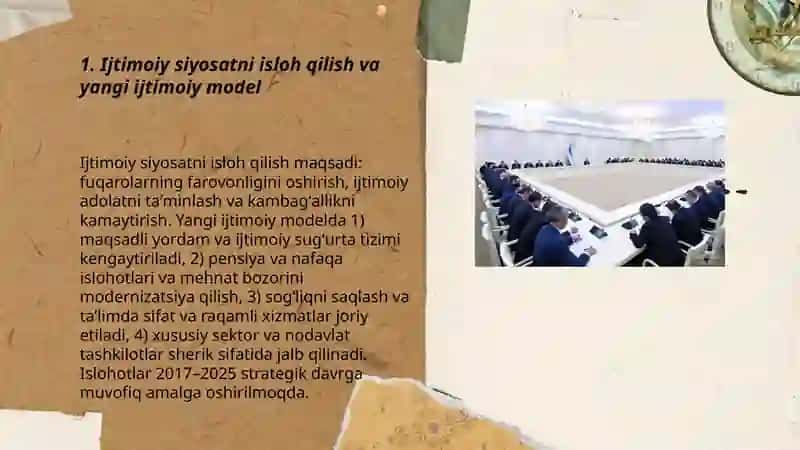 Ijtimoiy siyosatni isloh qilish va yangi ijtimoiy model 3