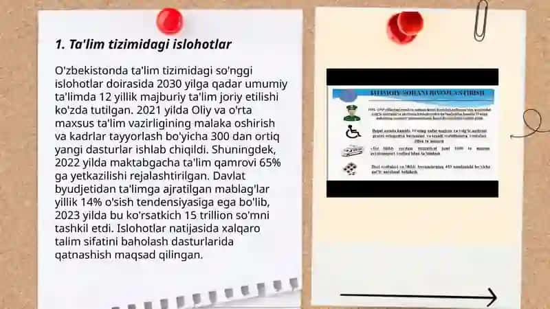 Oʻzbekistonda ijtimoiy sohada amalga oshirilayotgan oʻzgarishlar mazmun va mohiyati 3