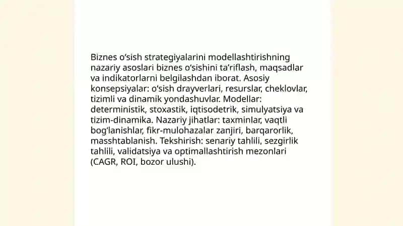 Biznes oʻsish strategiyalarini modellashtirish 3