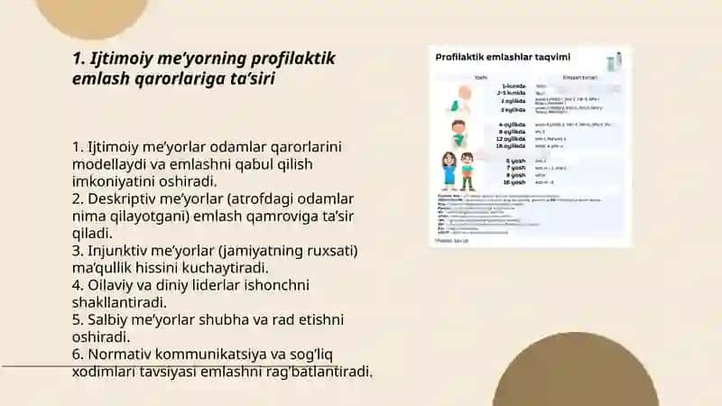 Profilaktik emlashda ijtimoiy me’yor va emlash qamrovini yuqori darajada saqlash. Aholi bilan muloqotning ahamiayati 3