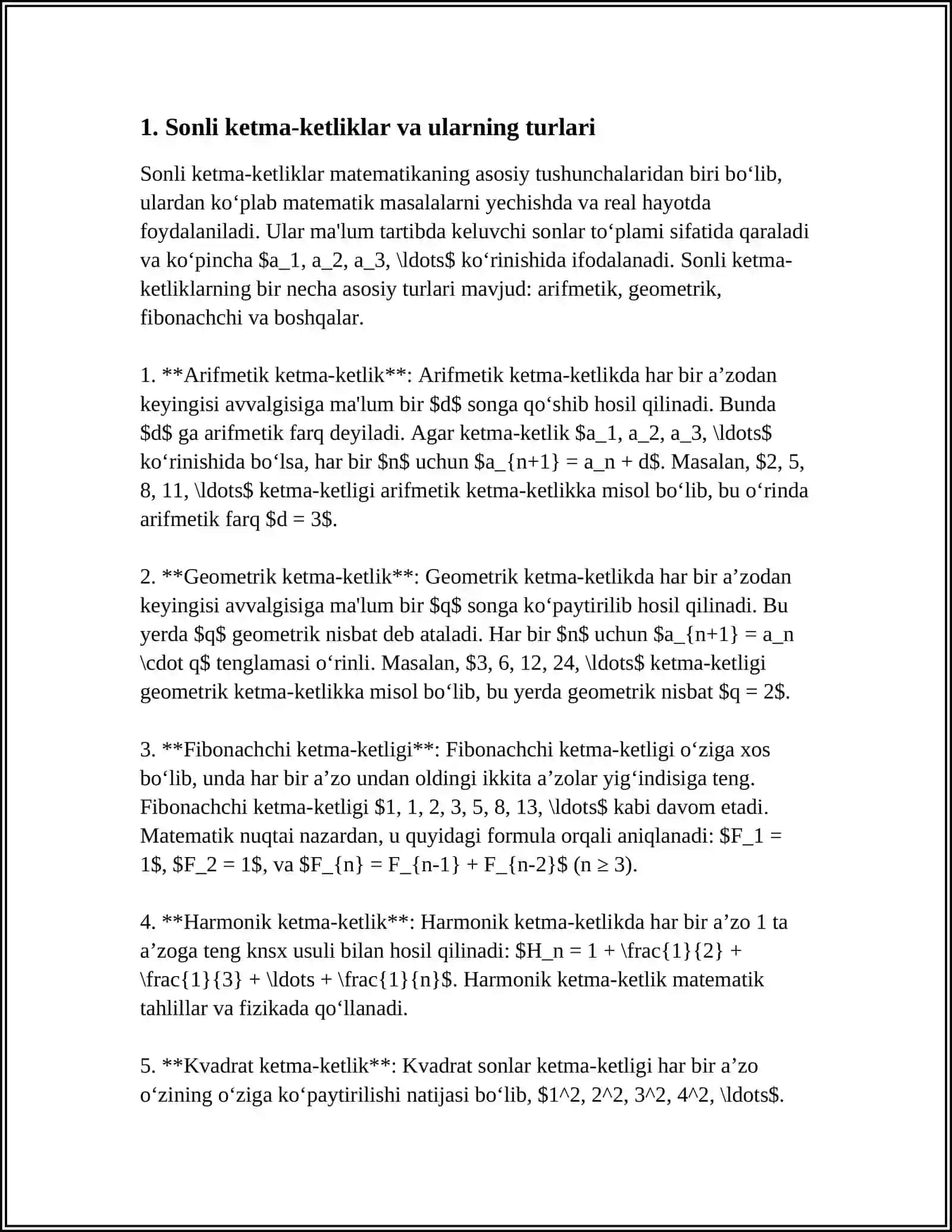SONLI KETMA-KETLIKLARNI KOMBINATORIKA,EHTIMOLLAR NAZARIYASIDAGI TATBIQLARI 3