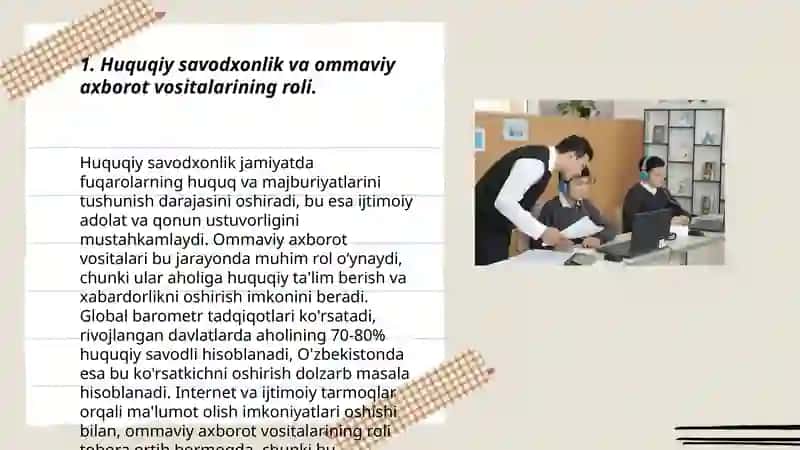 Jamiyatimiz huquqiy savodxonligini oshirishda bajarilayotgan islohotlar 3
