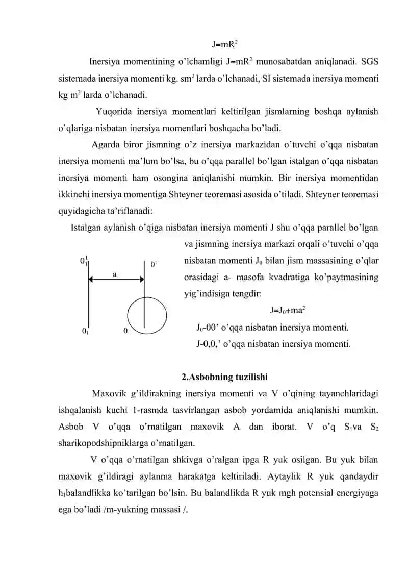 QATTIQ JISMNING INERSIYA MOMENTINI ANIQLASH 3