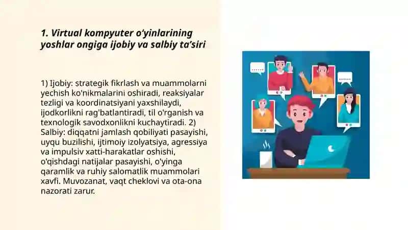 Virtual kompyuter oʻyinlarining yoshlar ongiga ta'siri, ruhiy va jismoniy xatarlari 3