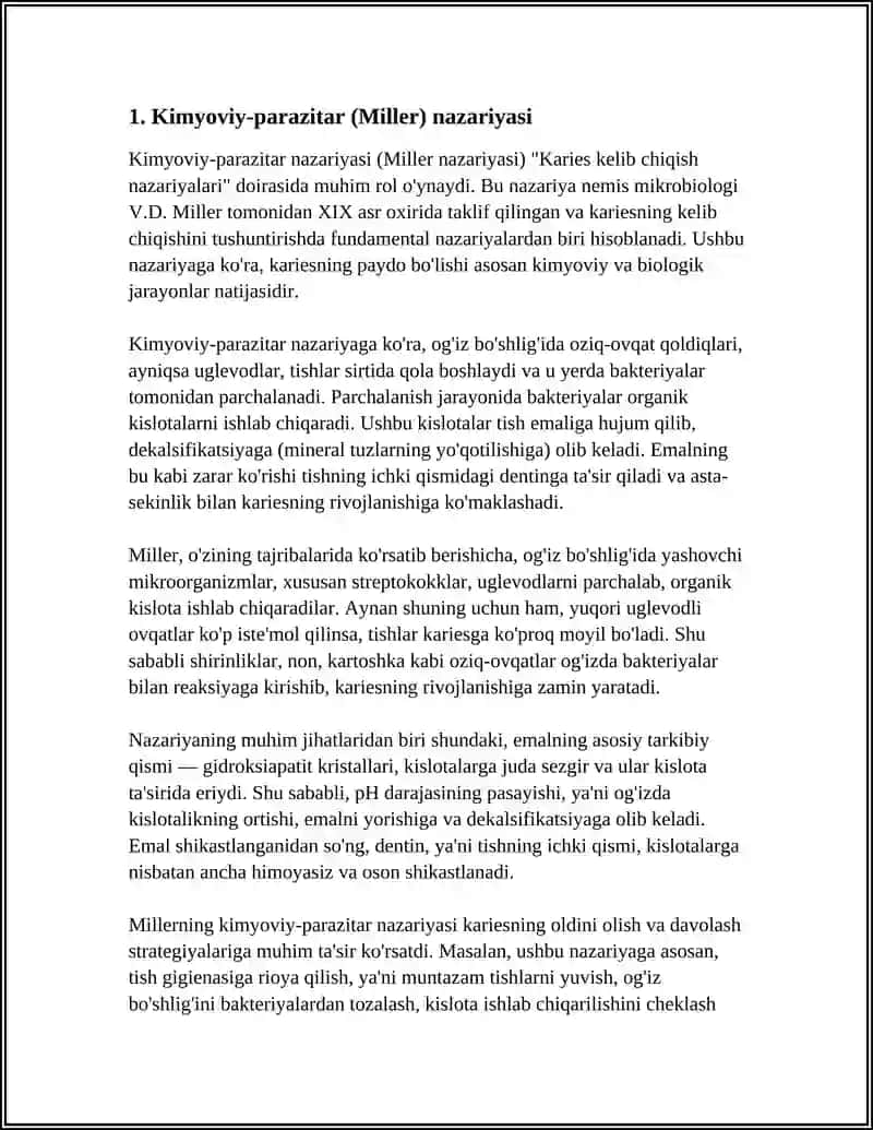 KARIES KELIB CHIQISH NAZARIYALARI 3