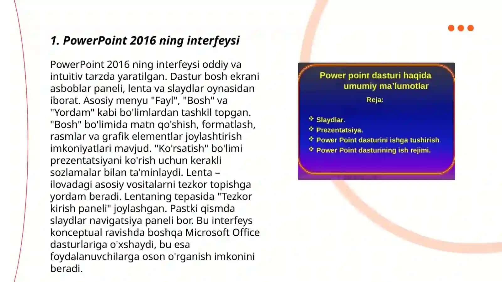 PowerPoint 2016 ning interfeysi 3