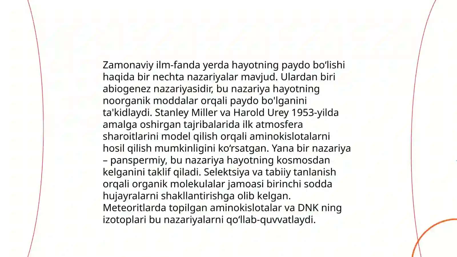 Hayotning paydo bo'lishi to'g'risida hozirgi zamon qarashlari 3
