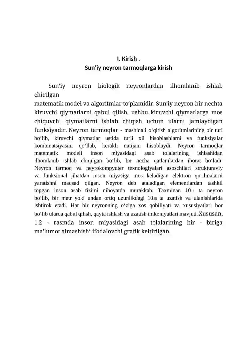 Sun’iy neyron tarmoqlar yordamida sinflashtirish masalalarini yechish 3