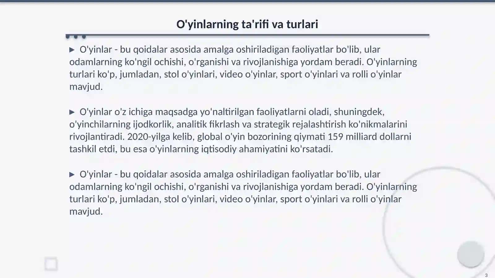 Oʻyinlar orqali intelekt shaklanishi sifatida 3