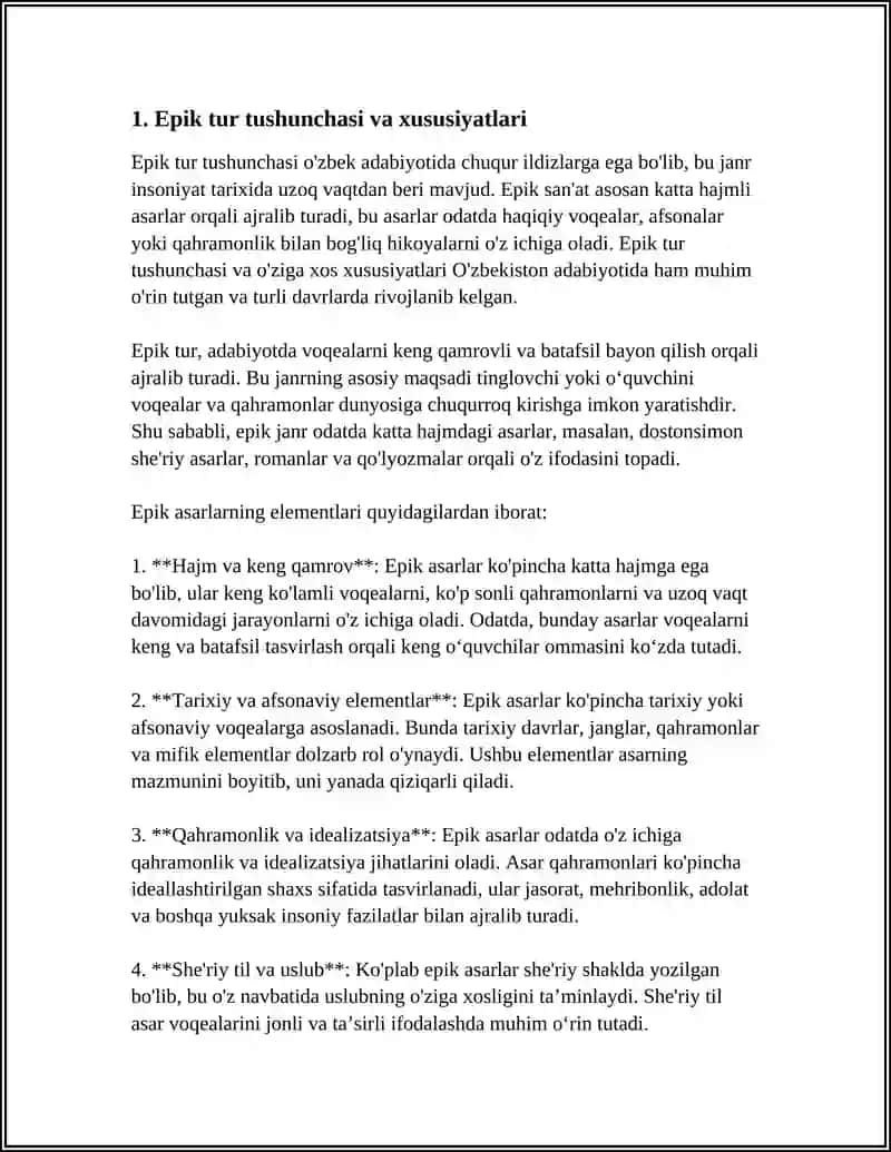 EPIK TUR VA UNING JANRLARI 3
