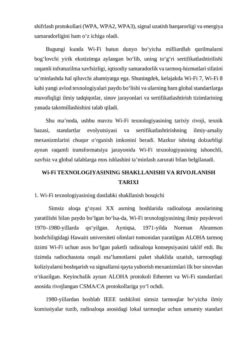 Wi-Fi texnologiyasining tarixi. Wi-Fi texnologiyasini sertifikatlashtirish 3