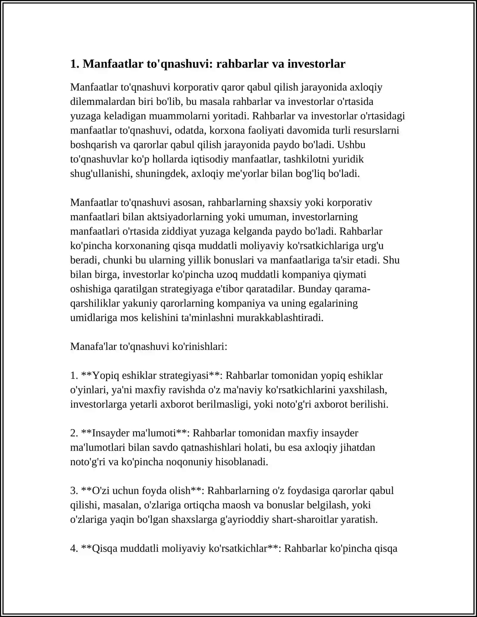 KORPORATIV QAROR QABUL QILISHDA AXLOQIY DILLEMA REFERAT 3