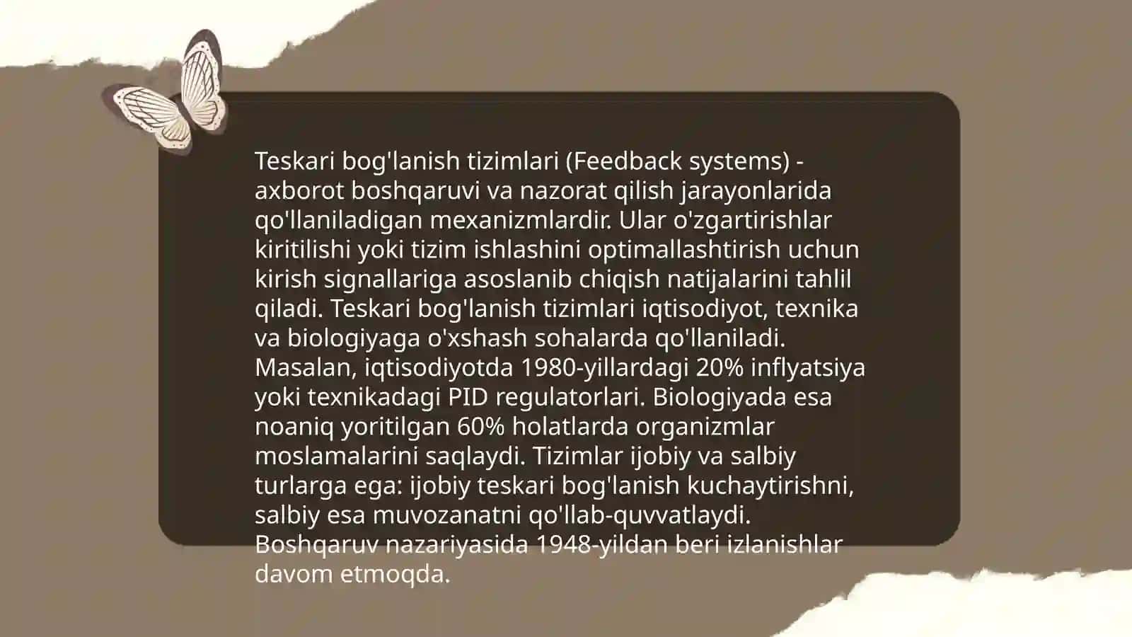 Teskari bog'lanish tizimlari 3