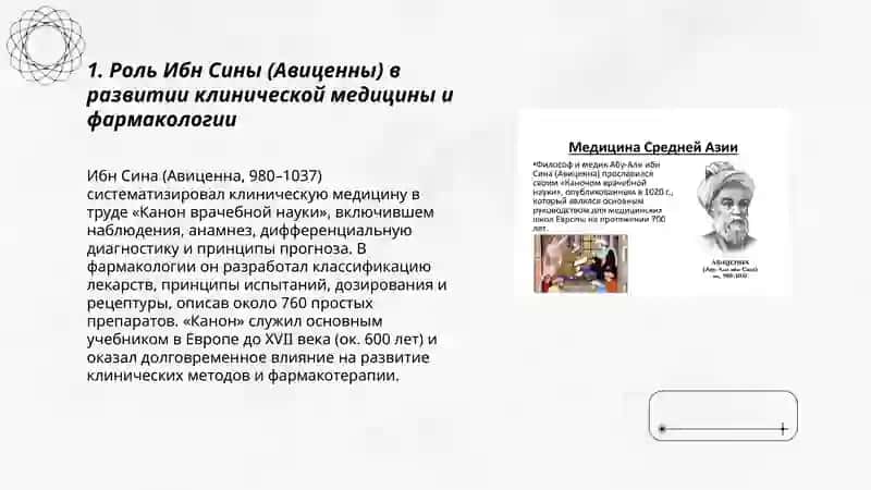 Роль Ибн Сины (Авиценны) в развитии клинической медицины и фармакологии 3