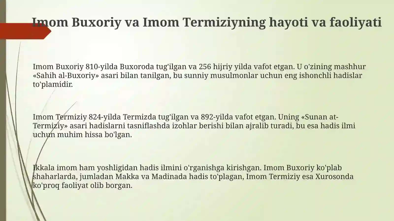 Imom Buxoriy va Imom Termiziyning hayoti va faoliyati 3