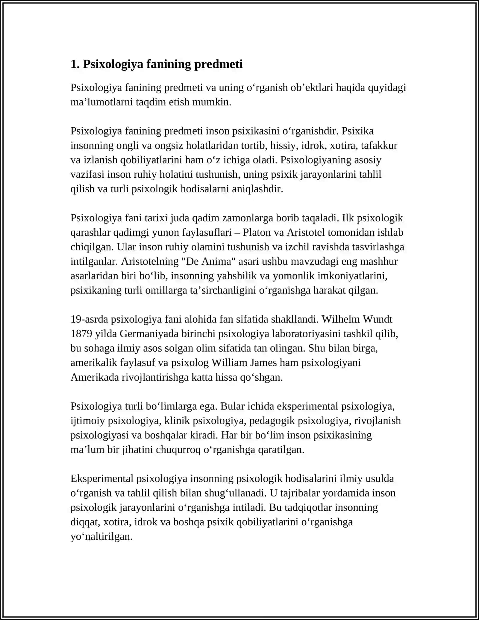 PSIXOLOGIYA FANINING PREDMETI VA TARIXI 3