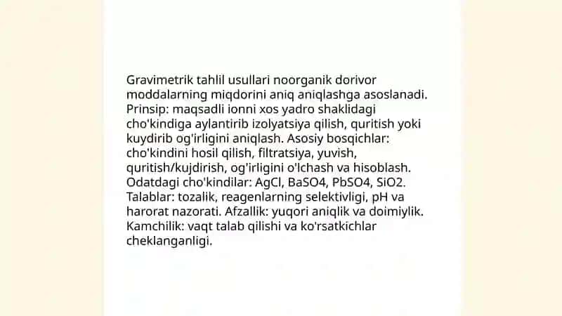 Noorganik dori vositalarining sifatini nazorat qilishdagi fizik-kimyoviy tahlil usullari 3