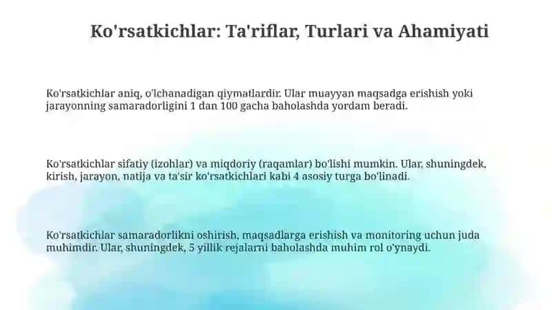 Ko'rsatkichlar 3