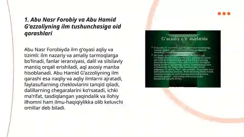 Abu Nasr Forobiy va Gʻazzoliyning ilmiga oid qarashlari 3