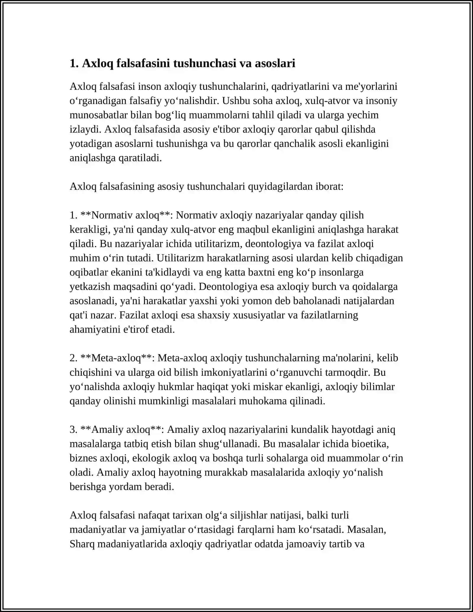 AXLOQ FALSAFASI (ETIKA): NAFOSAT FALSAFASI (ESTETIKA) 3