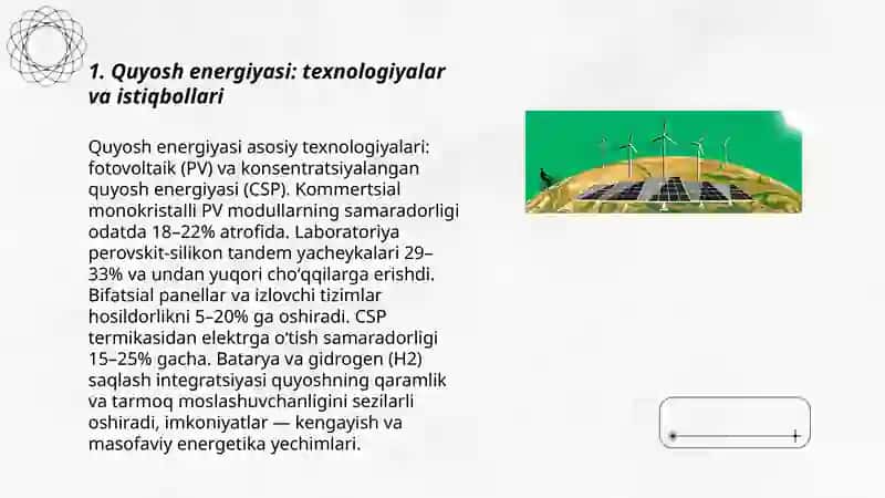 Quyosh energiyasi: texnologiyalar va istiqbollari 3