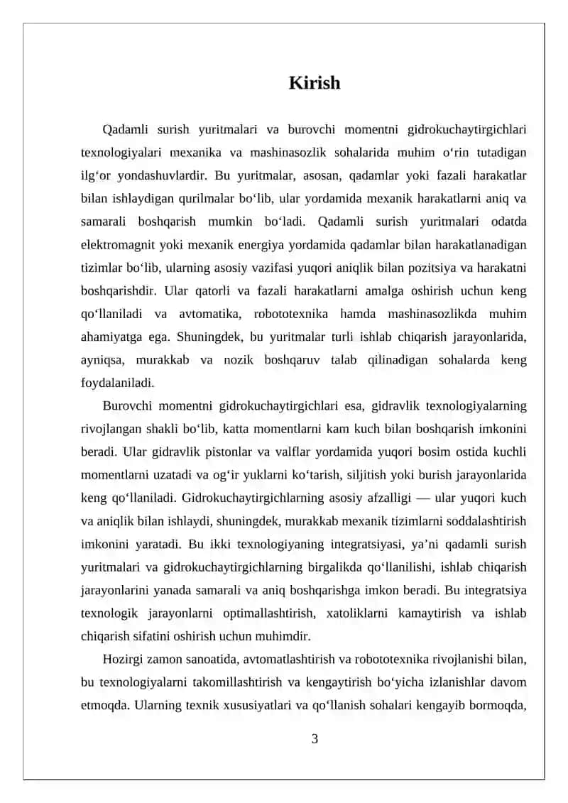 QADAMLI SURISH YURITMALARI. BUROVCHI MOMENTNI GIDROKUCHAYTIRGICHLARI 3