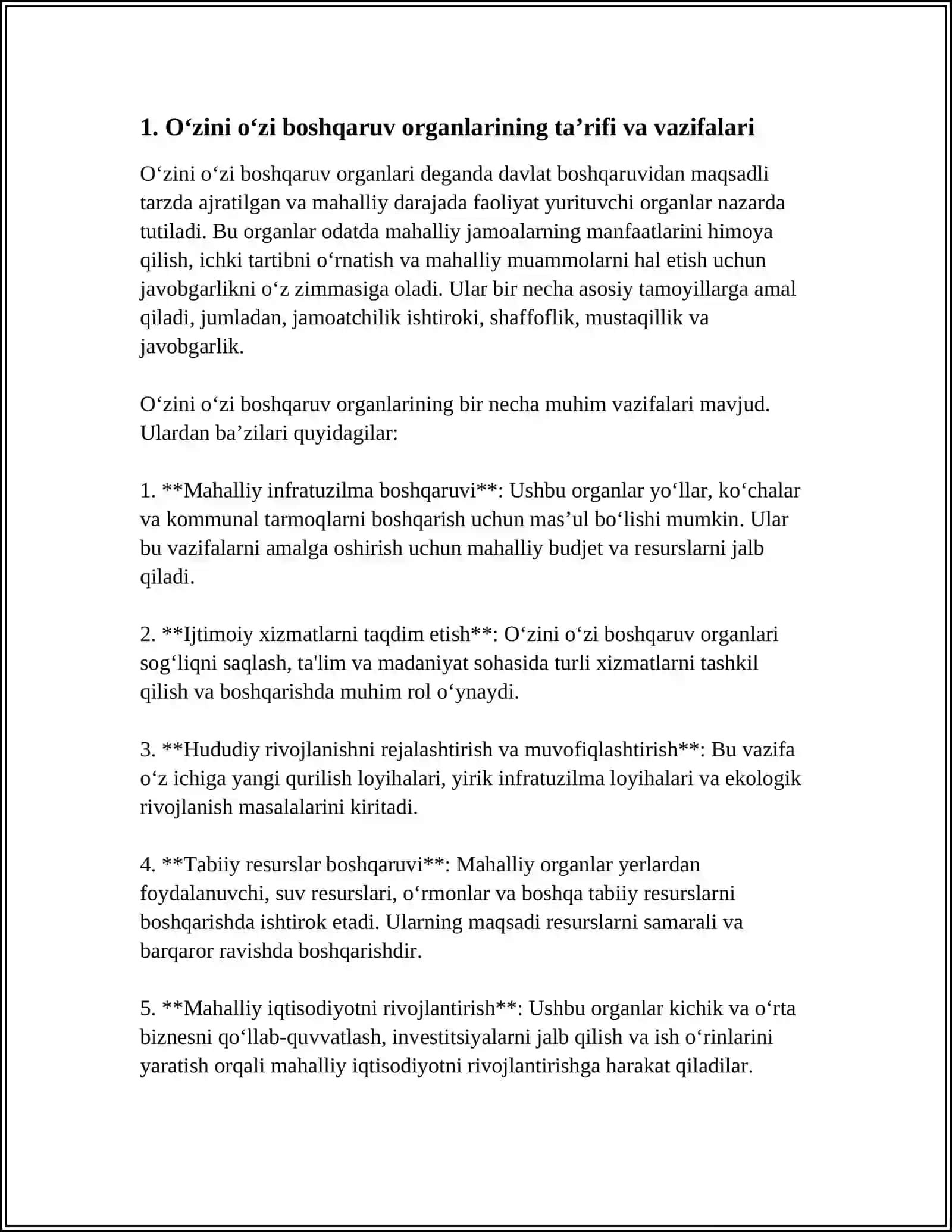 O‘ZINI O‘ZI BOSHQARUV ORGANLARINING FAOLIYATI VA ULARNING JAMIYATNI DEMOKRATLASHTIRISHDAGI O‘RNI 3