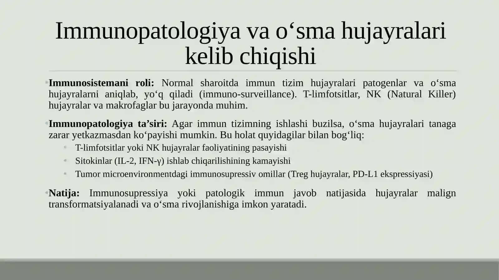 Immunopatologiya o‘sma hujayralarni kelib chiqishidagi ahamiyati. Immuntanqisliklarda opportunistik infeksiyalar boshqarilishining molekulyar mexanizmi 3