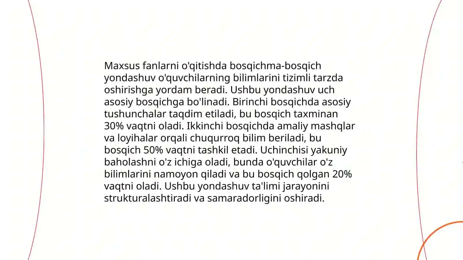 Maxsus fanlarni o'qitishda bilimlarni o'zlashtirish va o'quv faoliyatiga darajali yondashuv asosida ta'lim maqsadlarini belgilash yo'llarini tahlil qilish 3